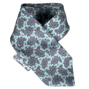 Valentino Mens Silk Tie Blue Teal Pink Paisley Print 3'x58' Designer Luxury